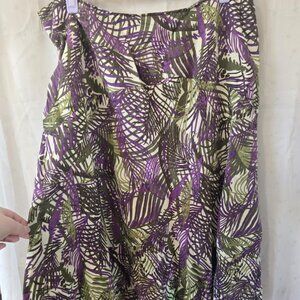 Linen Tropical Midi Skirt